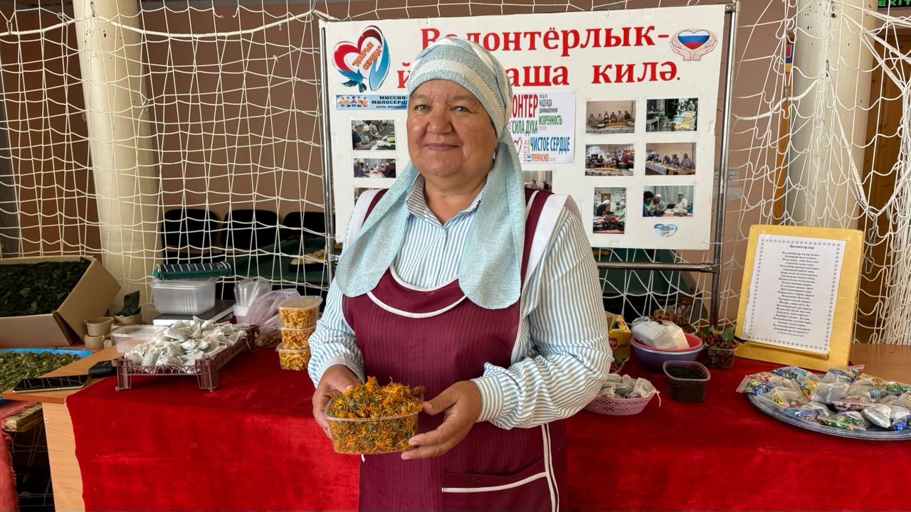 Зур Күккүз волонтерлары алма һәм шифалы үләннәр киптергән