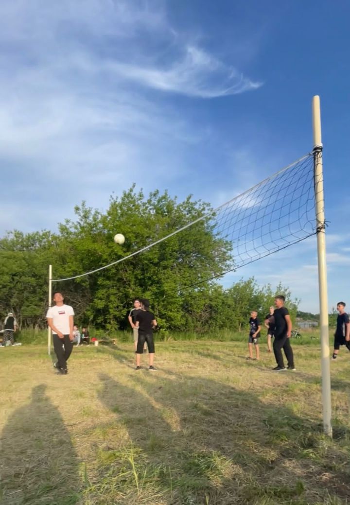 Жители Бишево своими силами оборудовали волейбольную площадку