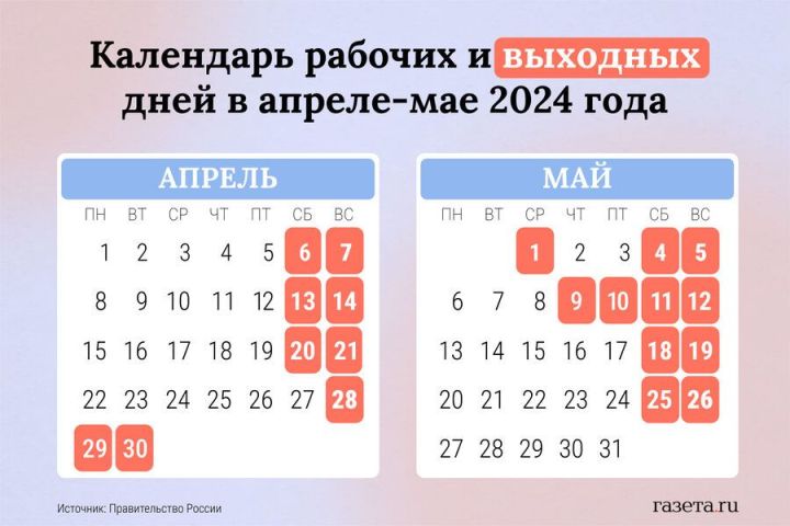 В 2024 году Необычное расписание майских праздников